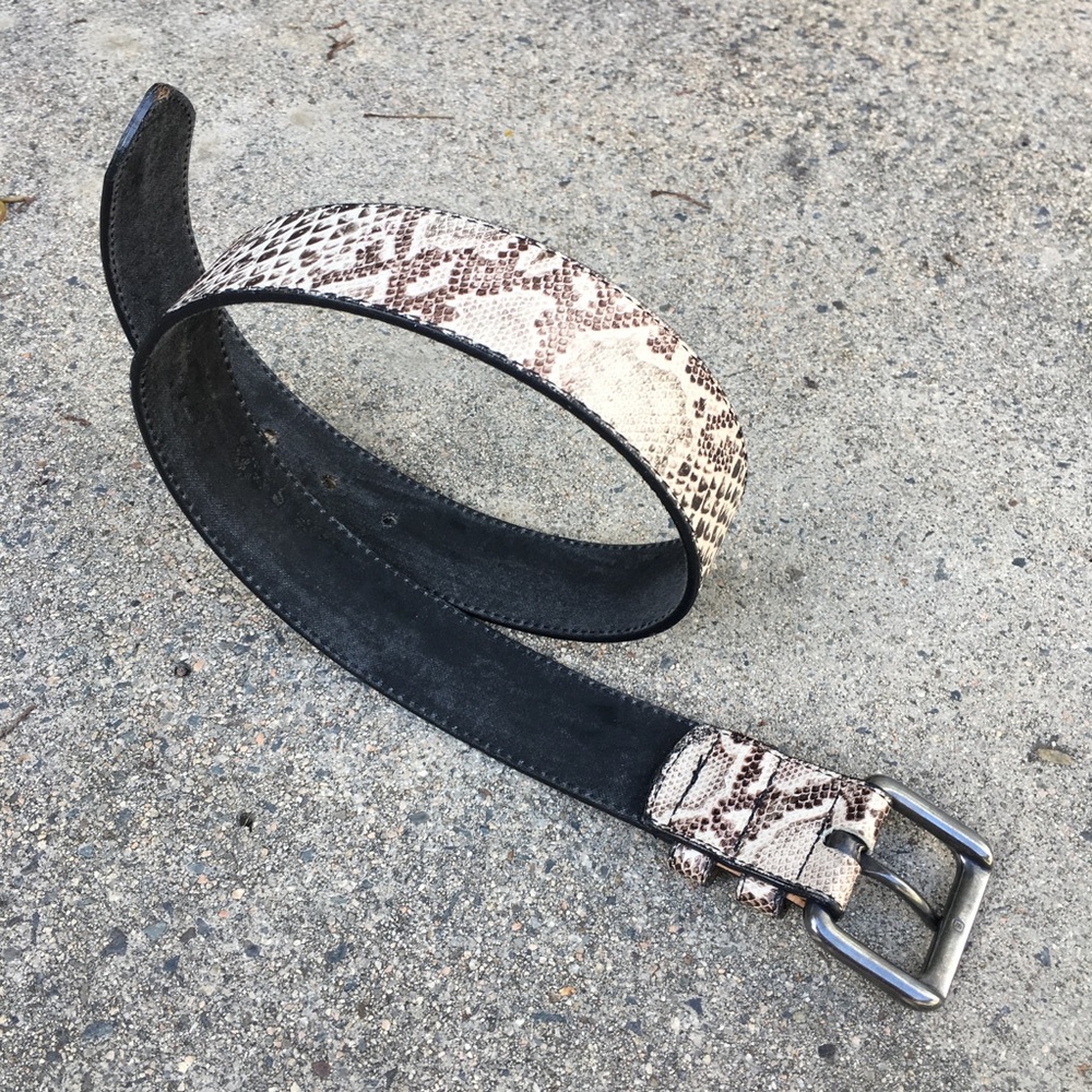 VTG Snakeskin Print Leather Waist Belt~ - Picture 4 of 4